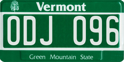 VT license plate ODJ096