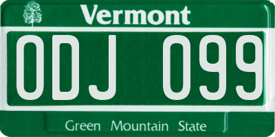 VT license plate ODJ099