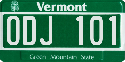 VT license plate ODJ101