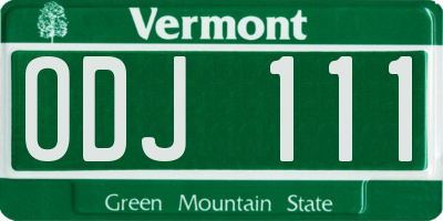 VT license plate ODJ111