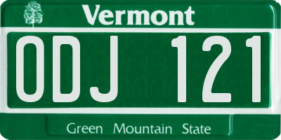 VT license plate ODJ121
