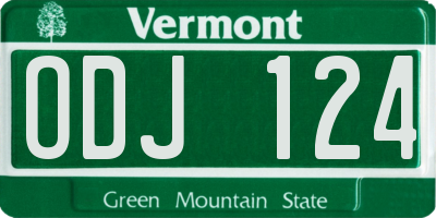 VT license plate ODJ124