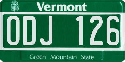 VT license plate ODJ126