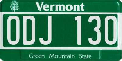 VT license plate ODJ130