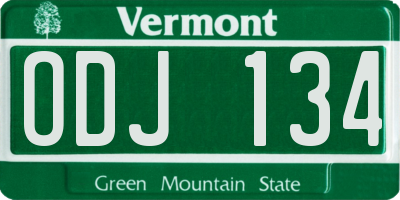 VT license plate ODJ134