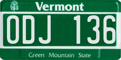 VT license plate ODJ136