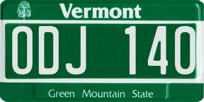 VT license plate ODJ140