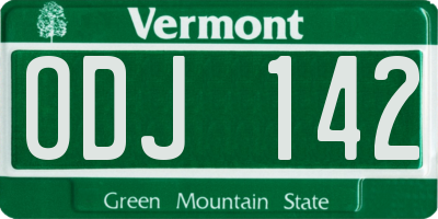 VT license plate ODJ142