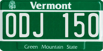 VT license plate ODJ150