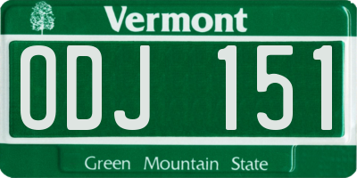 VT license plate ODJ151