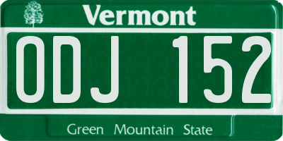 VT license plate ODJ152