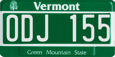VT license plate ODJ155