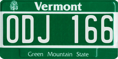 VT license plate ODJ166