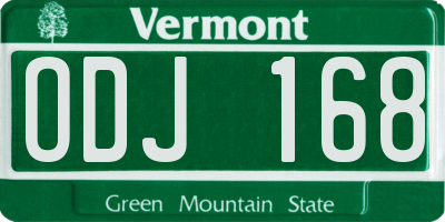 VT license plate ODJ168