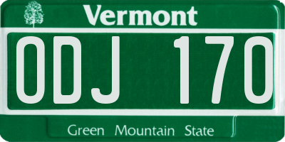 VT license plate ODJ170