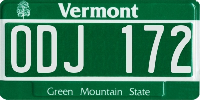 VT license plate ODJ172