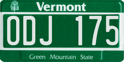 VT license plate ODJ175