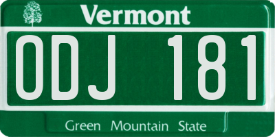 VT license plate ODJ181