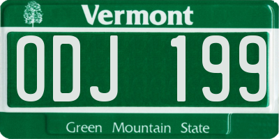 VT license plate ODJ199