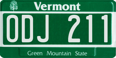 VT license plate ODJ211