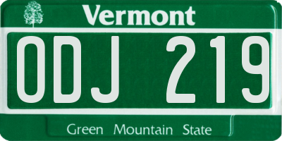 VT license plate ODJ219