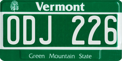 VT license plate ODJ226