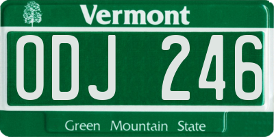 VT license plate ODJ246