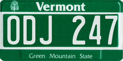 VT license plate ODJ247