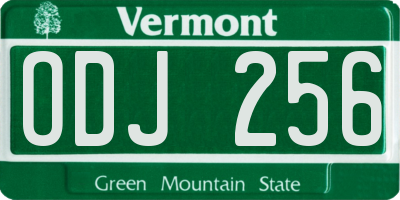 VT license plate ODJ256