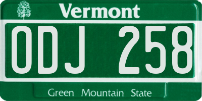 VT license plate ODJ258