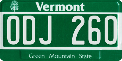 VT license plate ODJ260