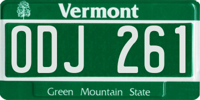 VT license plate ODJ261