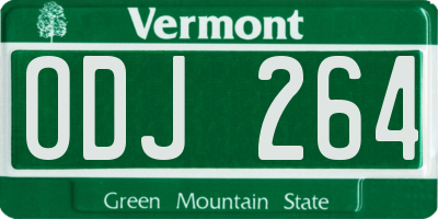 VT license plate ODJ264