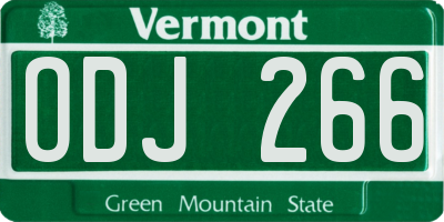 VT license plate ODJ266
