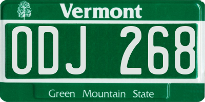 VT license plate ODJ268