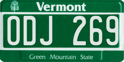 VT license plate ODJ269