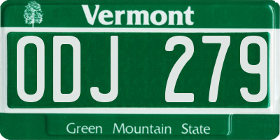 VT license plate ODJ279