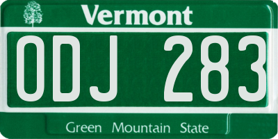 VT license plate ODJ283