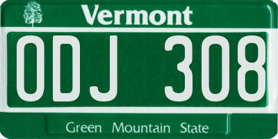 VT license plate ODJ308