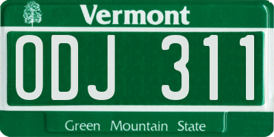 VT license plate ODJ311