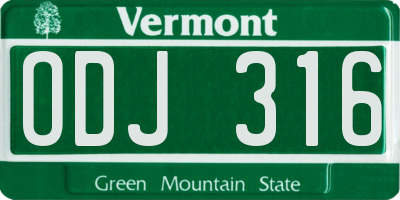 VT license plate ODJ316