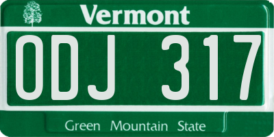 VT license plate ODJ317
