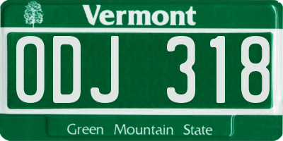 VT license plate ODJ318