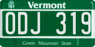 VT license plate ODJ319