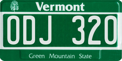VT license plate ODJ320