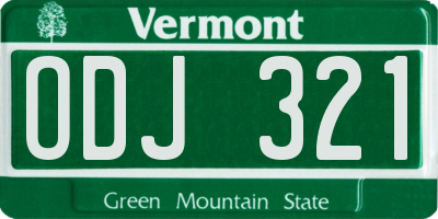 VT license plate ODJ321