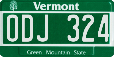 VT license plate ODJ324