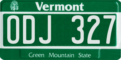 VT license plate ODJ327