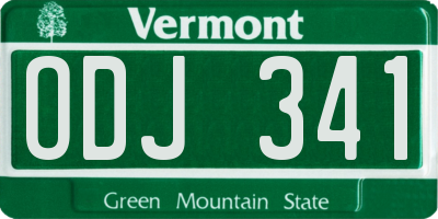 VT license plate ODJ341