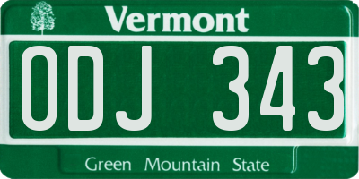 VT license plate ODJ343